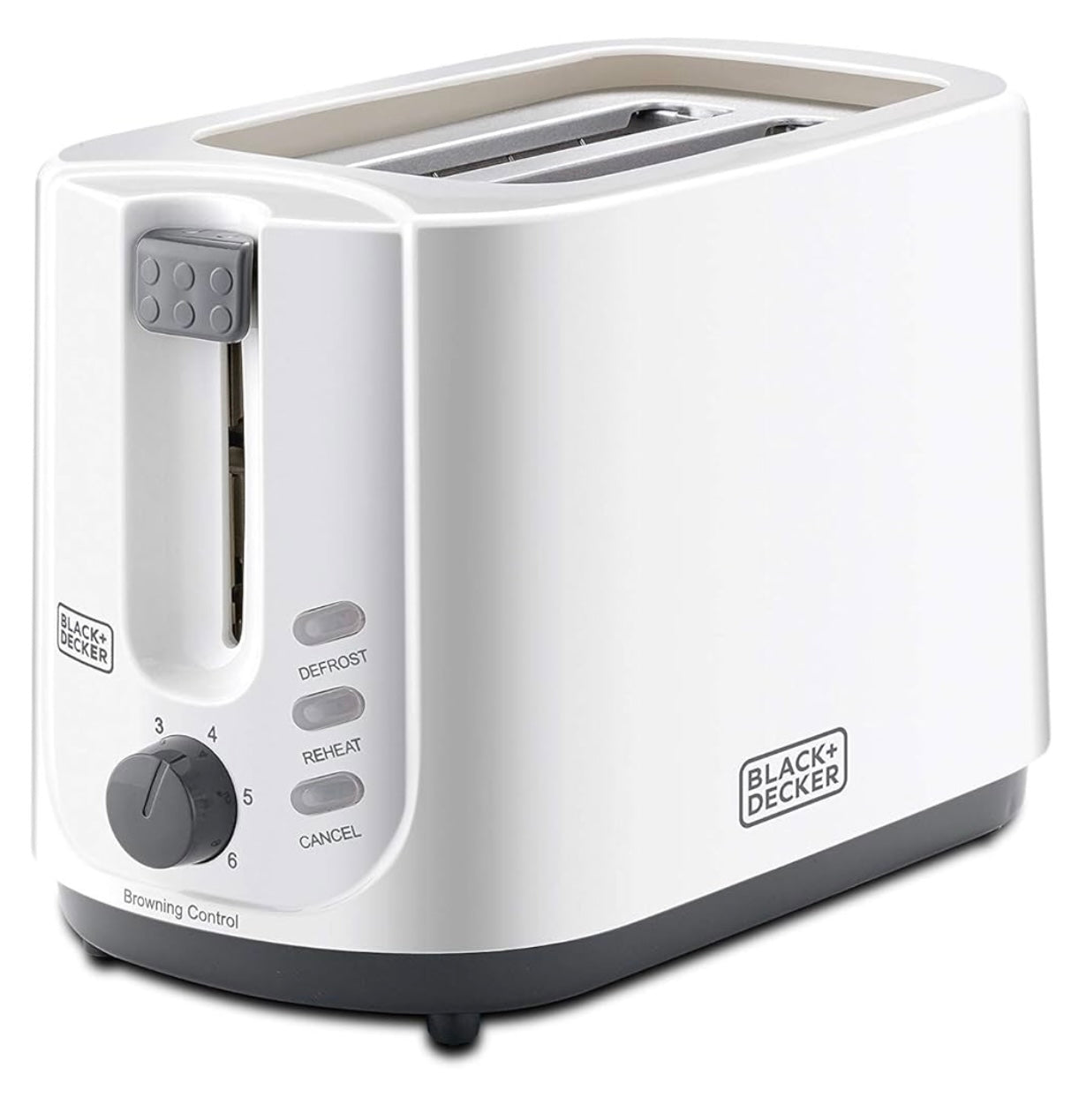 BLACK+DECKER 2-Slice Cool Touch Bread Toaster, 750W, White