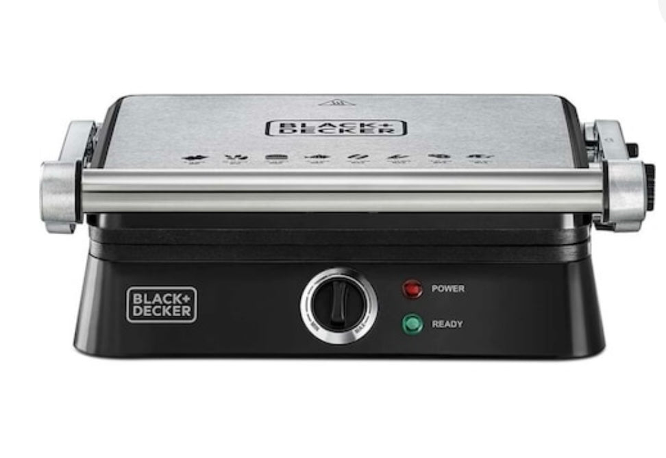 BLACK+DECKER Contact Grill CG1400-B5, 1400 W, Black, Fixed Plate