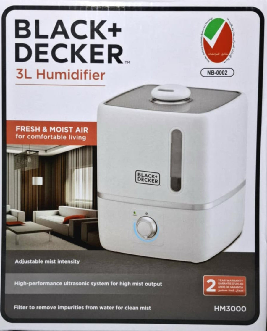 BLACK+DECKER Air Humidifier, 3L, Compact Ultrasonic