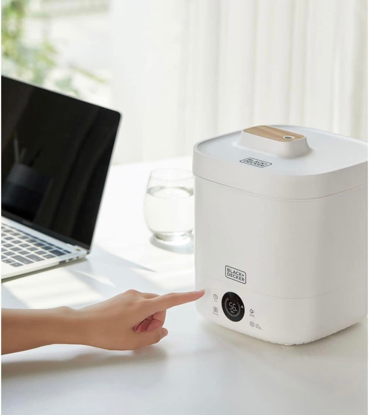 BLACK+DECKER Digital Humidifier, 110W 4L Capacity for Large Rooms up to 40m2