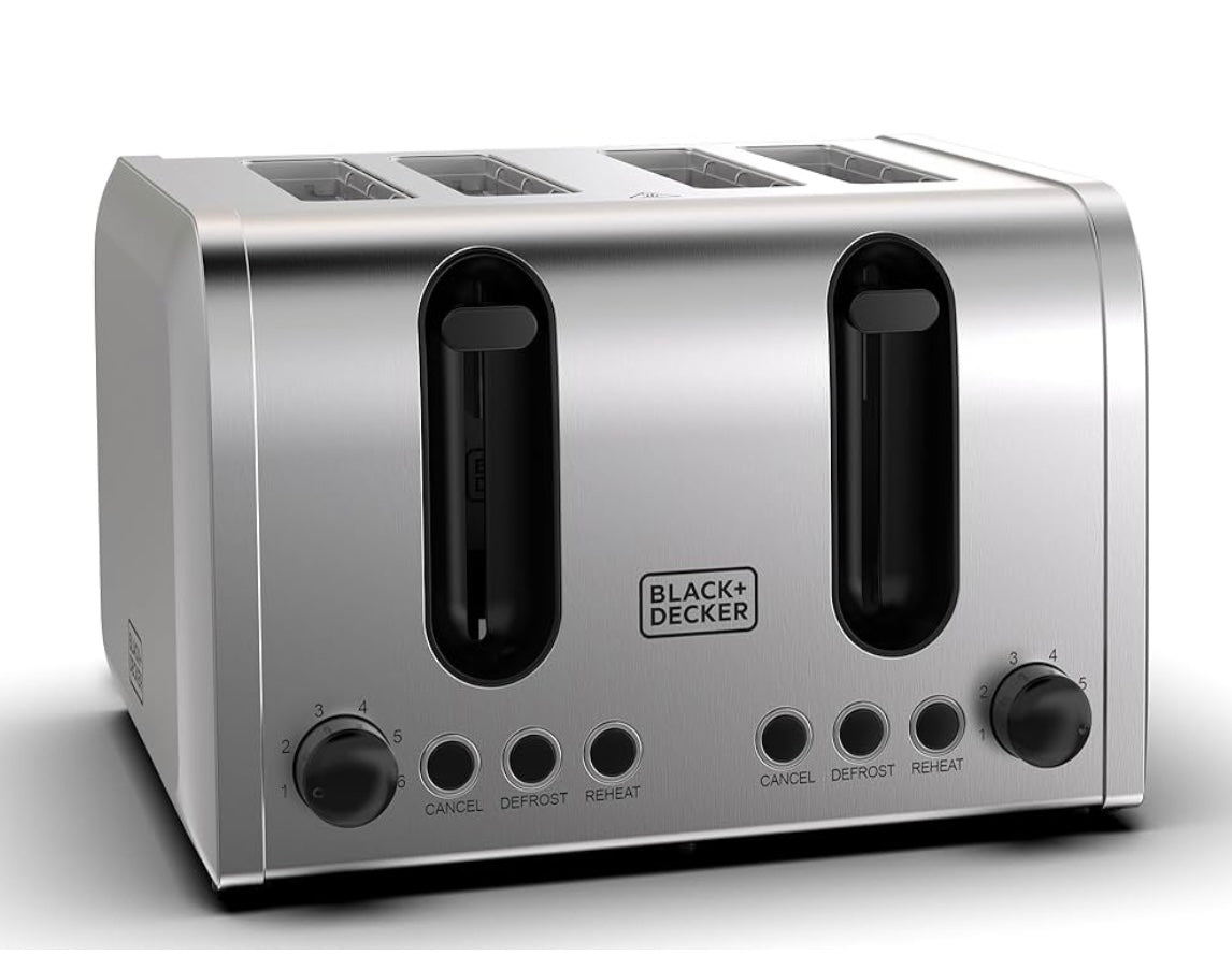 BLACK+DECKER 4-Slice Toaster, 2100W Double-Sided Heating