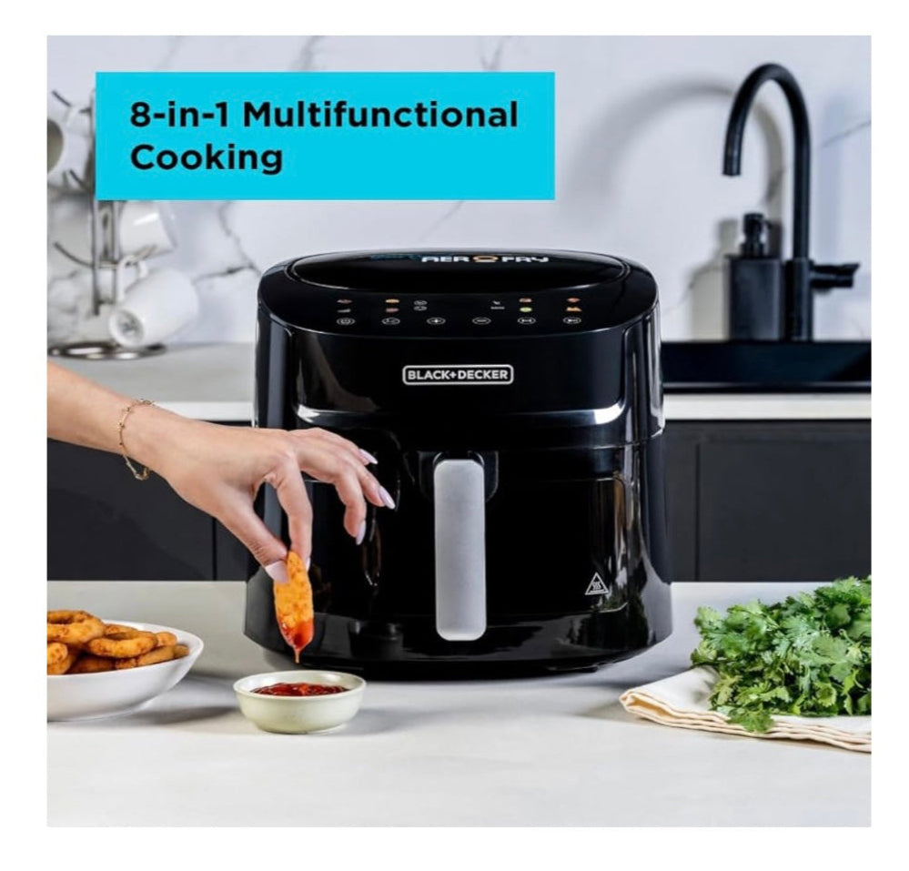 BLACK+DECKER 8-in-1 Digital Air Fryer with Window, 7.2L capacity, 1800W, rapid Air Technology