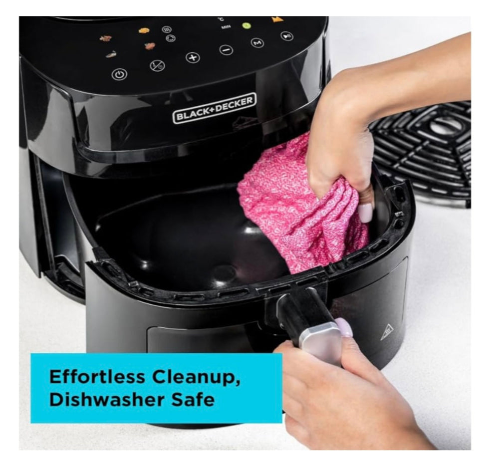 BLACK+DECKER 8-in-1 Digital Air Fryer with Window, 7.2L capacity, 1800W, rapid Air Technology