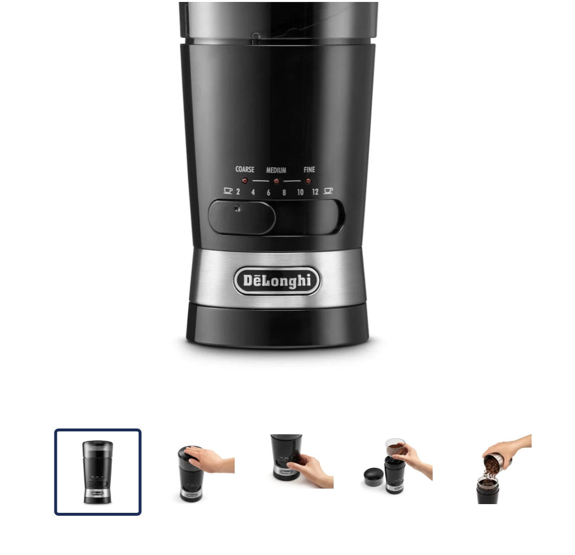 De'Longhi Electric Coffee Grinder, Stainless Steel Blade