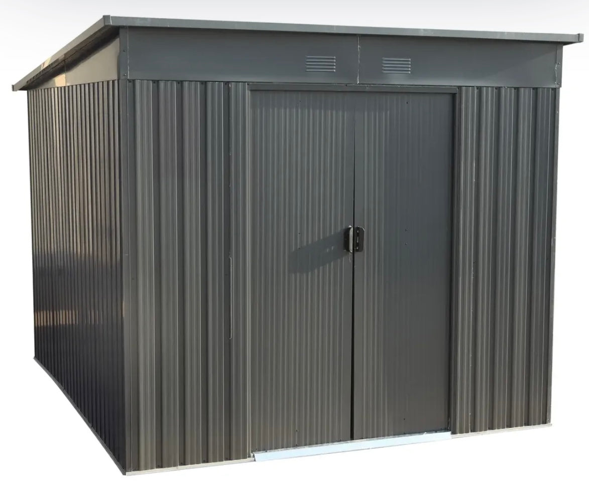 GoodHome Metal Monopent Shed W/Double Sliding Door (2.38 x 2.79 x 1.99 m)