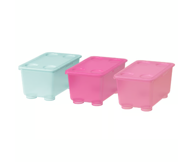IKEA GLIS Box with lid, pink/turquoise, 17x10 cm (6 ¾x4 ")