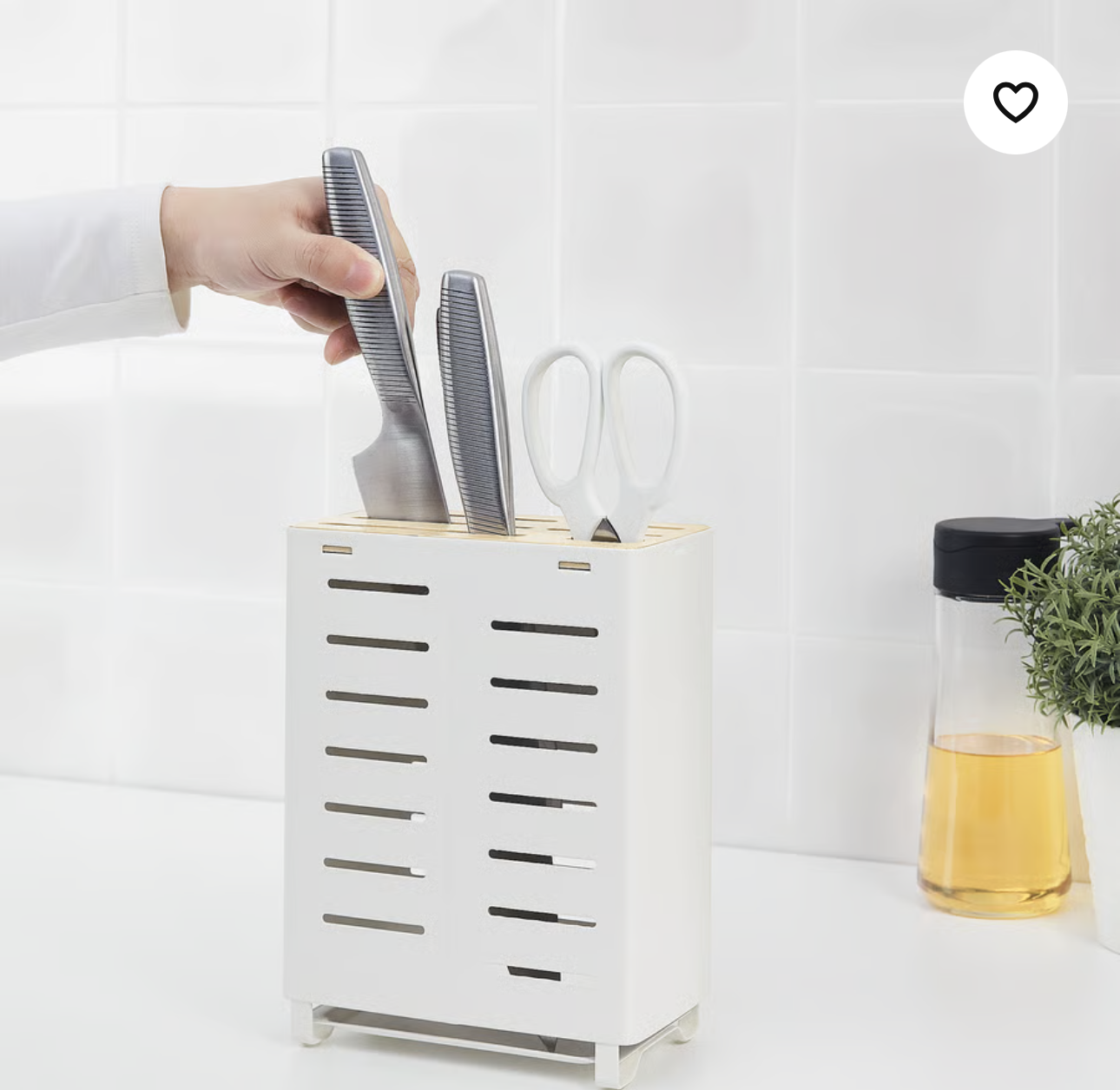 IKEA AVSTEG Knife block, bamboo/white, 23 cm (9 ")