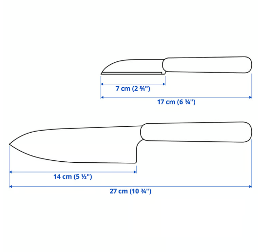 IKEA FÖRDUBBLA 2-piece knife set, gray