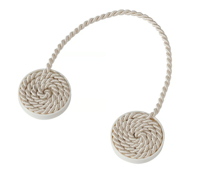 IKEA FÖNSTERBOMAL Magnetic curtain tie-back, beige/white
