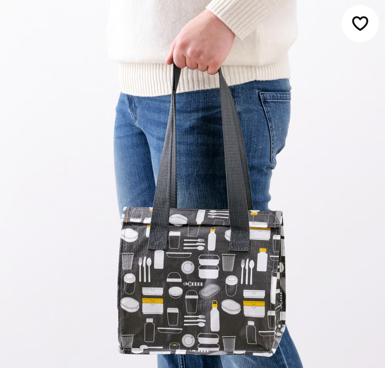IKEA FLADDRIG Lunch bag, patterned gray, 25x16x27 cm (9 ¾x6 ¼x10 ¾ ")