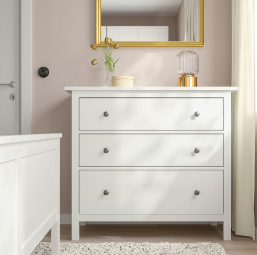 IKEA HEMNES Chest of 3 drawers, white stain, 108x96 cm