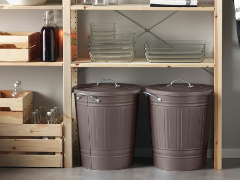IKEA KNODD Bin with lid, gray, 40 l (11 gallon)