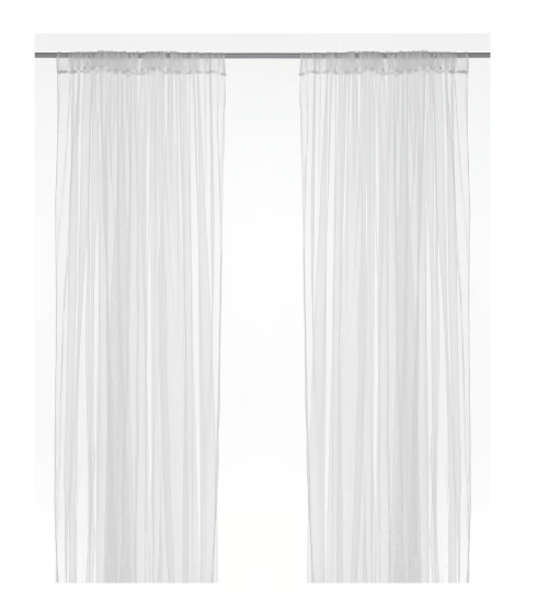 IKEA LILL Sheer curtains, 1 pair, white/with rod pocket, 300x300 cm