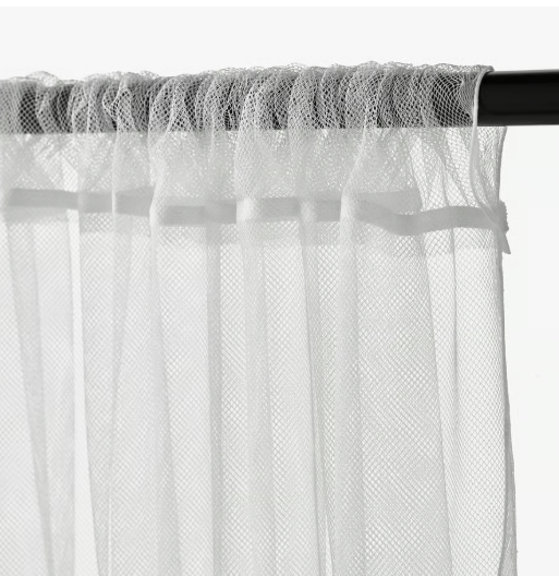 IKEA LILL Sheer curtains, 1 pair, white/with rod pocket, 300x300 cm