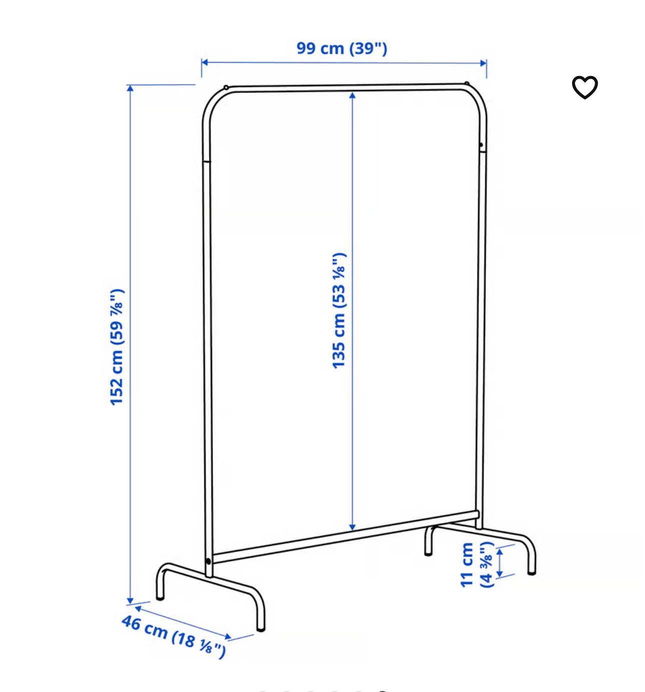 IKEA MULIG Clothes rack, white, 99x152 cm (39x59 7/8 ")