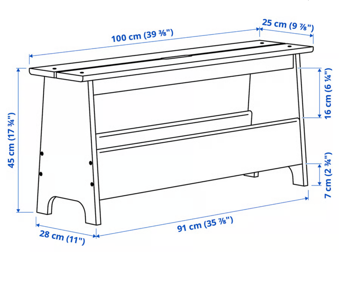 IKEA PERJOHAN Bench with storage, pine, 100 cm (39 3/8 ")