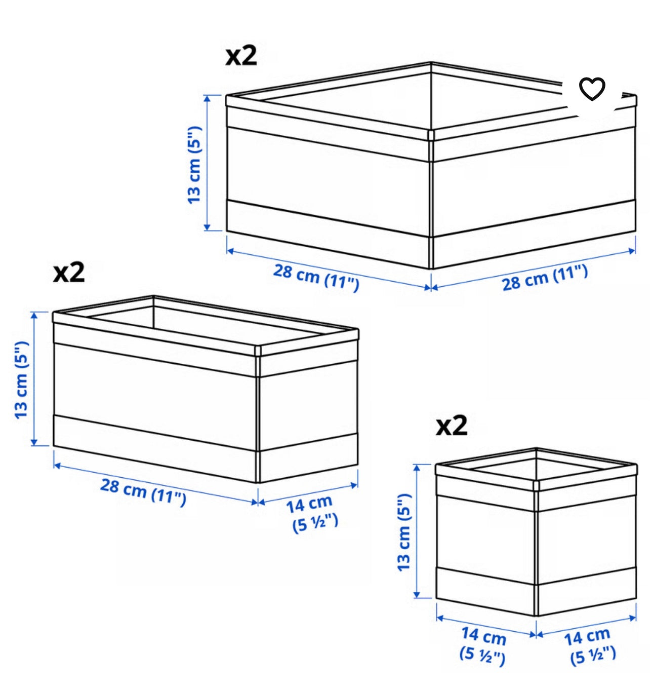 IKEA SKUBB Box, set of 6, dark gray