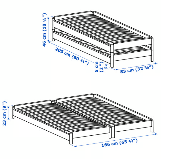 IKEA UTÅKER Stackable bed, pine, 80x200 cm (31 1/2x78 3/4 ")
