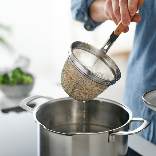 IKEA VARDAGEN Noodle strainer, stainless steel/beech, 30 cm (12 ")