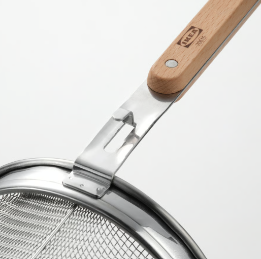 IKEA VARDAGEN Noodle strainer, stainless steel/beech, 30 cm (12 ")