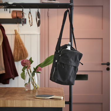 IKEA VADHOLMA Kitchen island with rack, black/oak, 126x79x193 cm