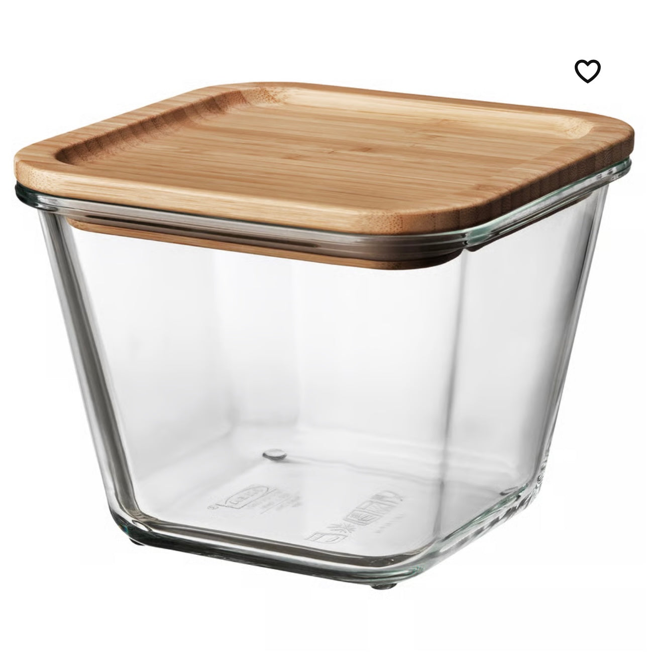 IKEA 365+ Food container with lid, square glass/bamboo, 1.2 l (41 oz)