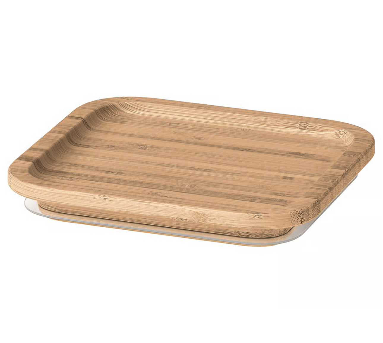 IKEA 365+ Food container with lid, square glass/bamboo, 1.2 l (41 oz)