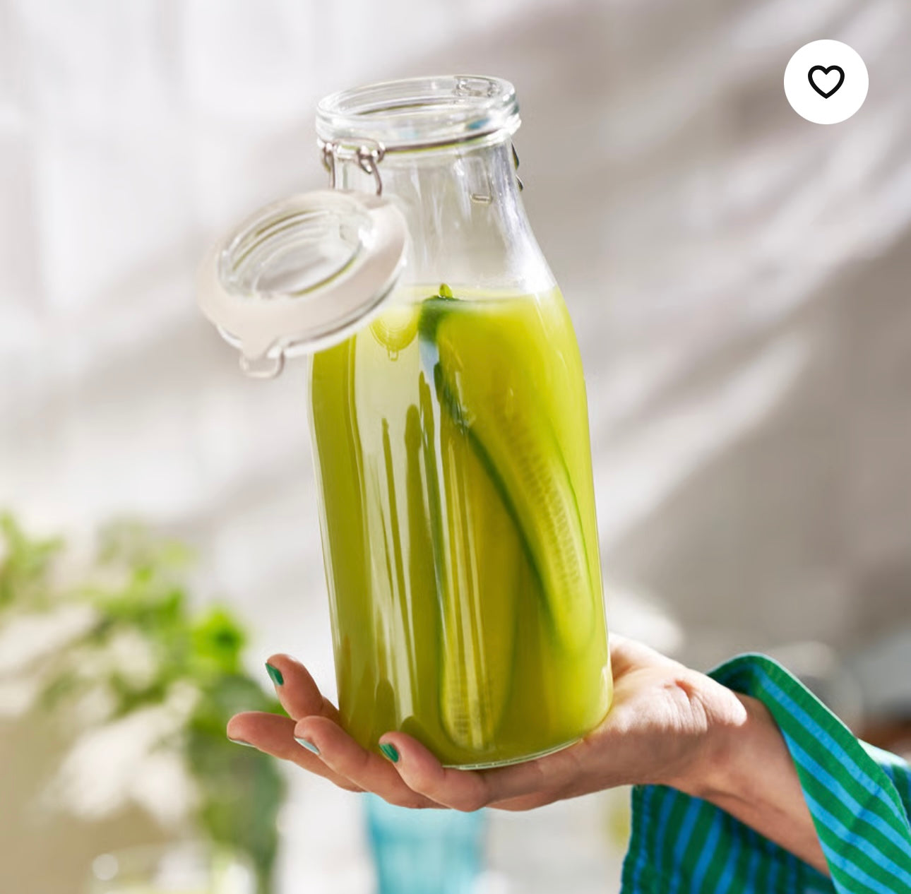 IKEA KORKEN Bottle-shaped jar with lid, clear glass, 1 l (34 oz)