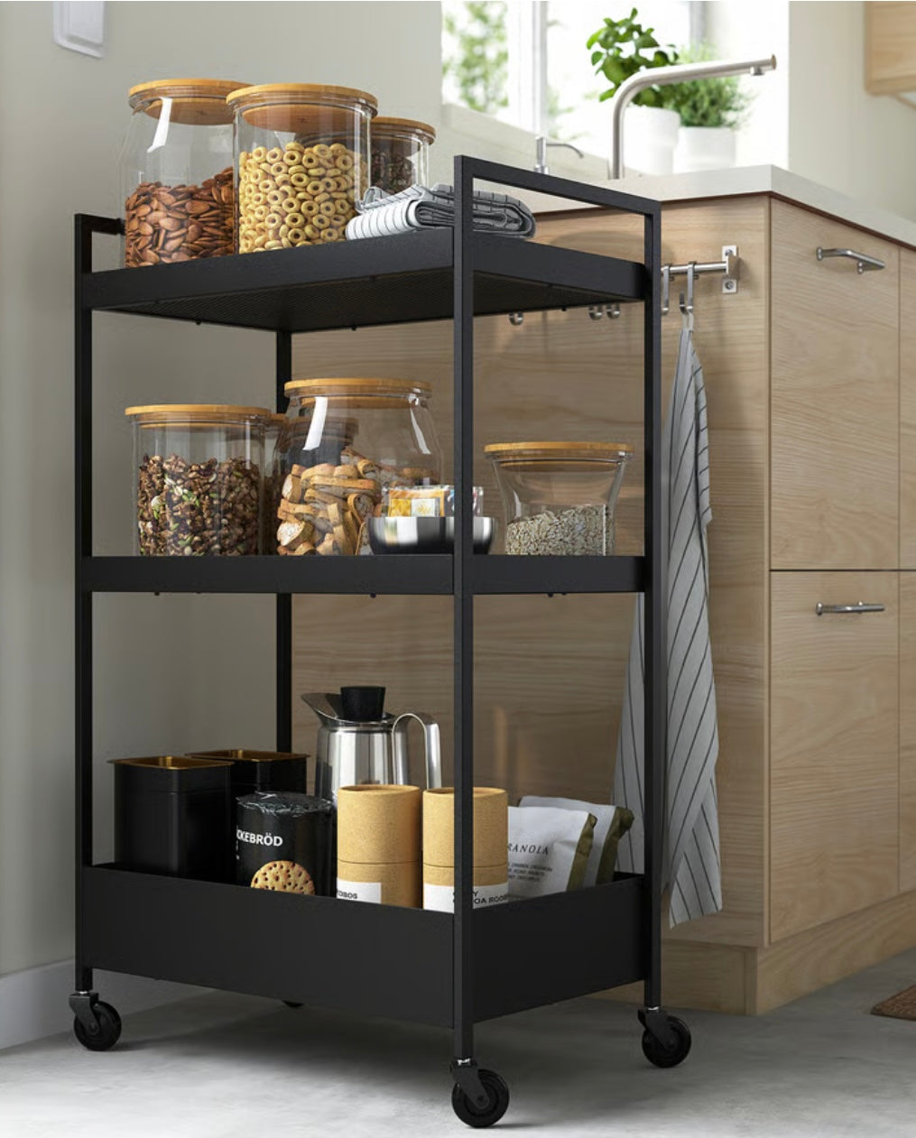 IKEA NISSAFORS Utility cart, black, 50.5x30x83 cm (19 7/8x11 3/4x32 5/8 ")