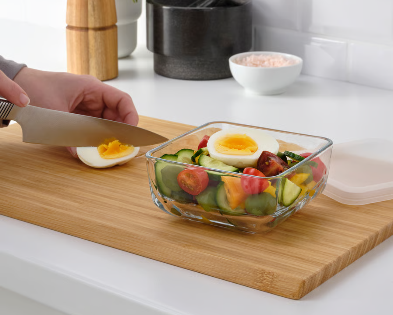 IKEA BESTÄMMA Food container with lid, glass, 0.5 l (17 oz)