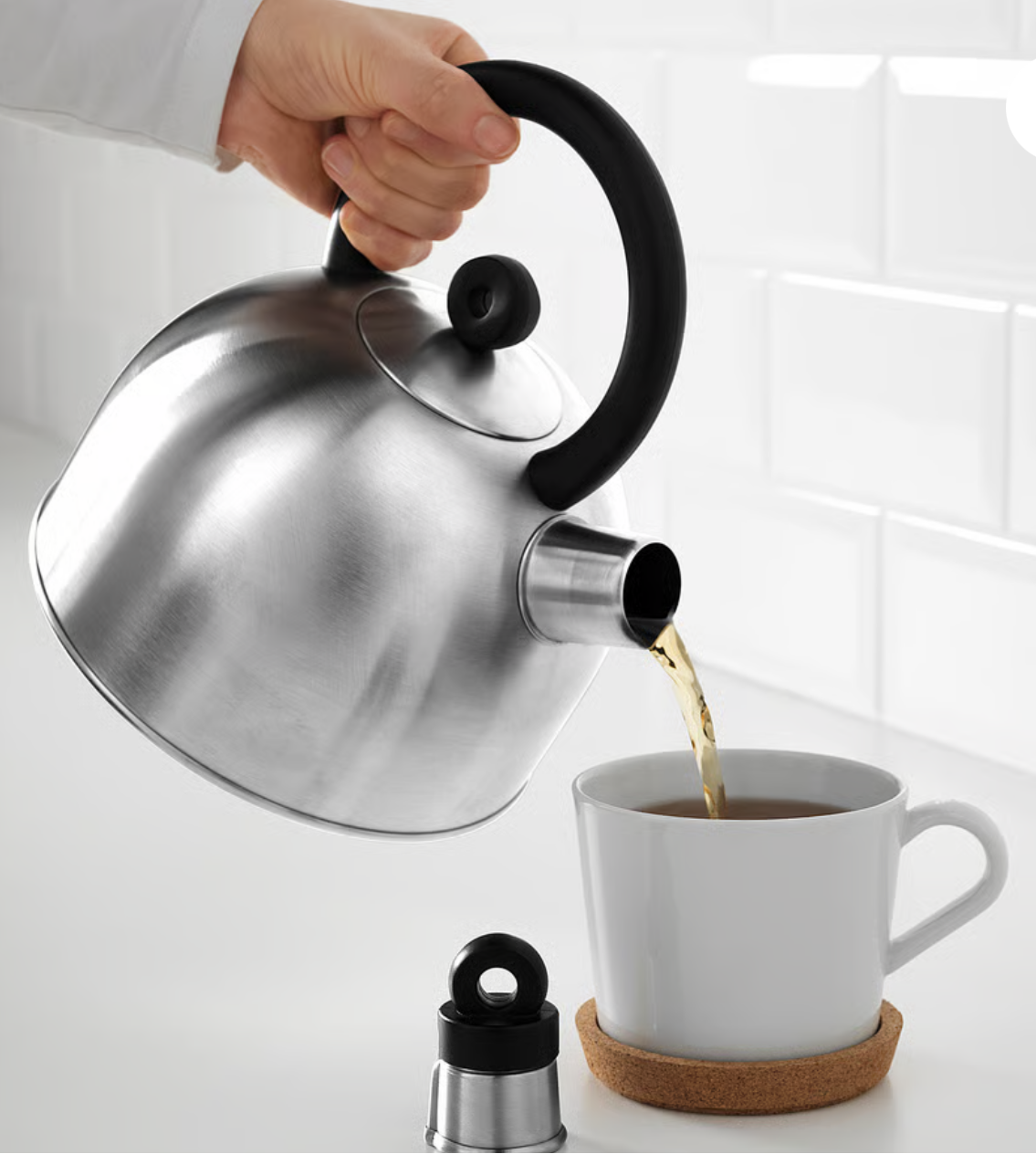 IKEA VATTENTÄT Kettle, stainless steel/black, 2 l (2 qt)