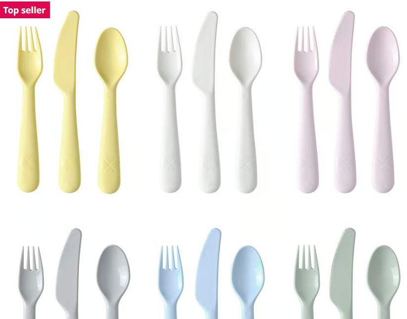 IKEA KALAS 18-piece flatware set, mixed colors