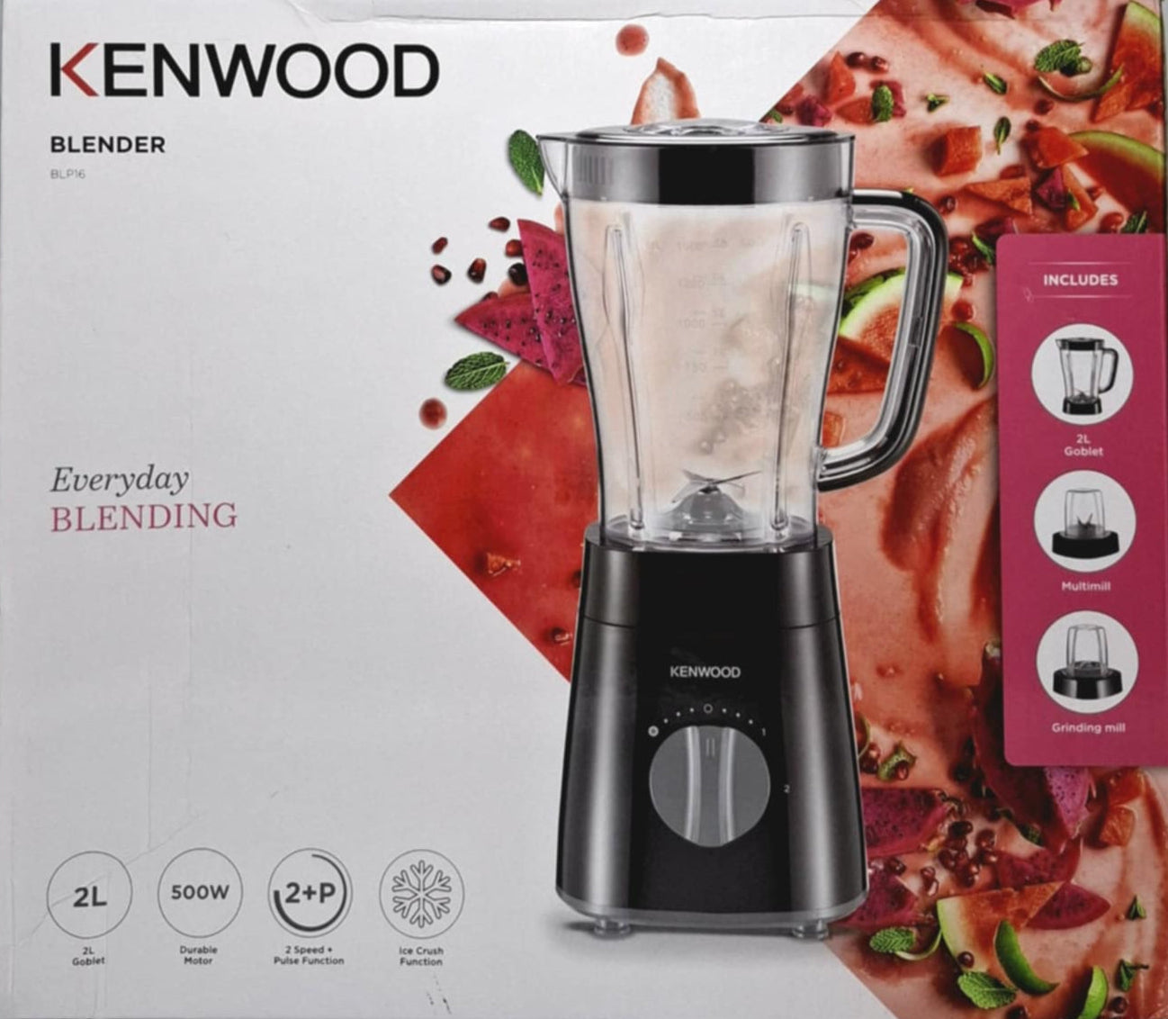 KENWOOD Blender 500W Smoothie Blender/Smoothie Maker with grinder and chopper mills 1.5L