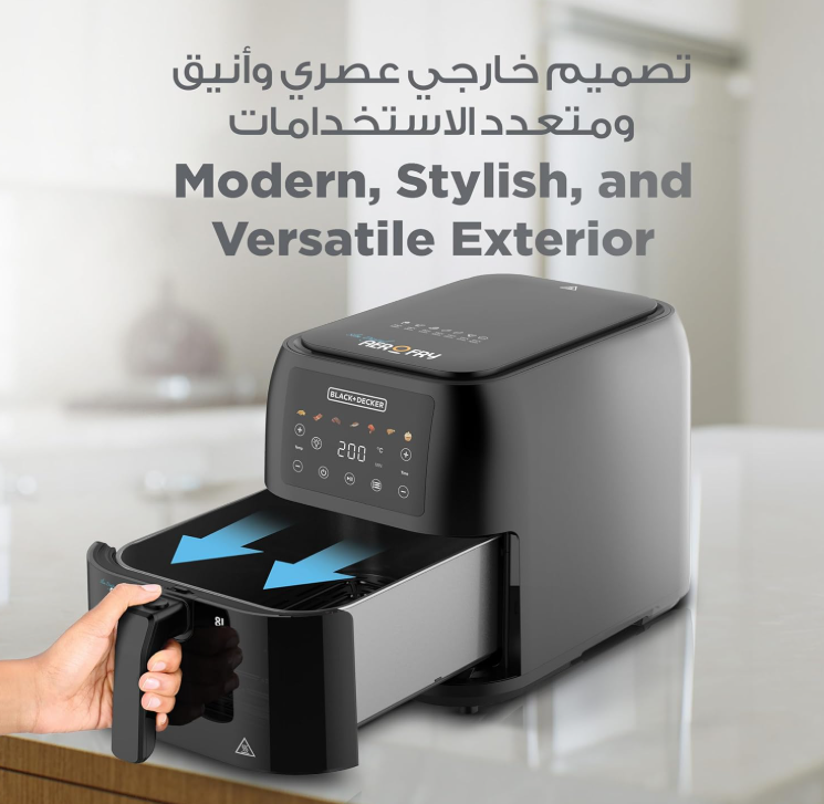 BLACK+DECKER Digital Air Fryer, 1700W, 8L Family-Sized Capacity