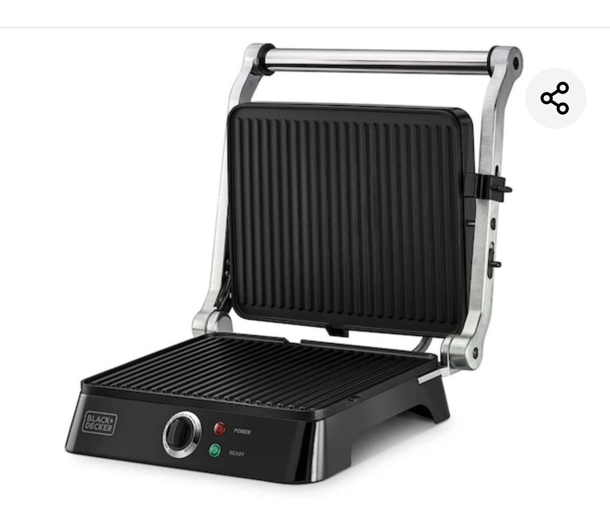 BLACK+DECKER Contact Grill CG1400-B5, 1400 W, Black, Fixed Plate