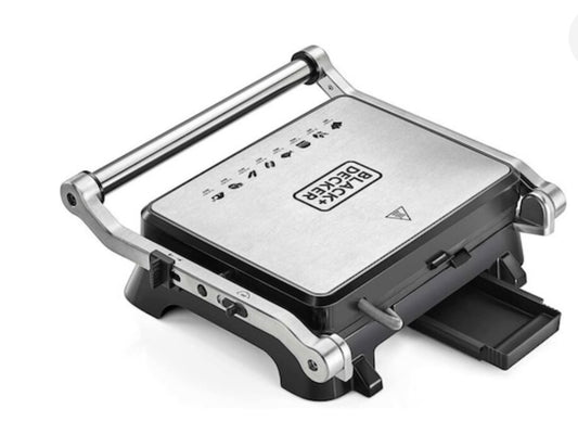 BLACK+DECKER Contact Grill CG1400-B5, 1400 W, Black, Fixed Plate