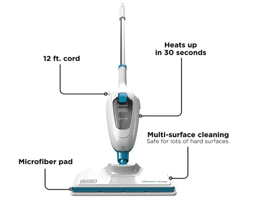 PRE-ORDER ITEM : BLACK+DECKER Steam Mop, 1300W, 350ml Capacity