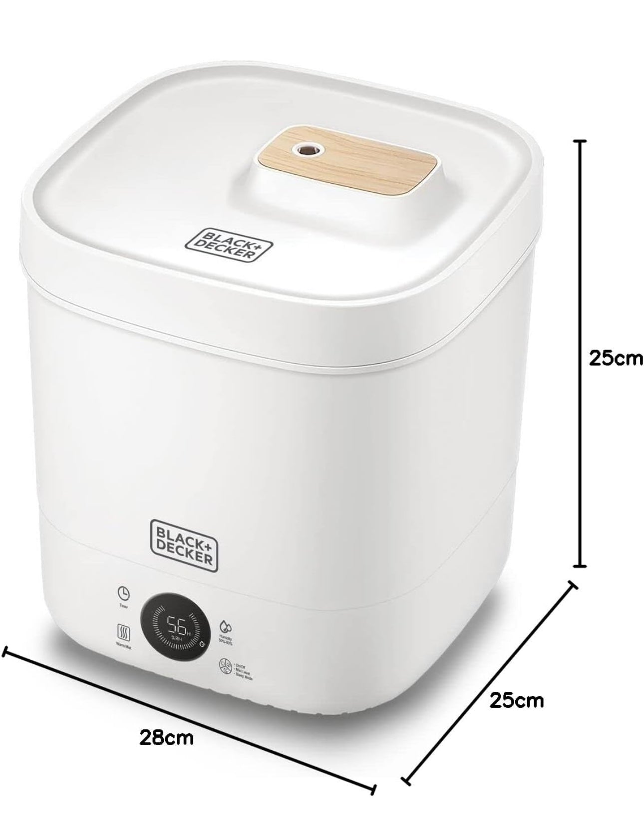 BLACK+DECKER Digital Humidifier, 110W 4L Capacity for Large Rooms up to 40m2