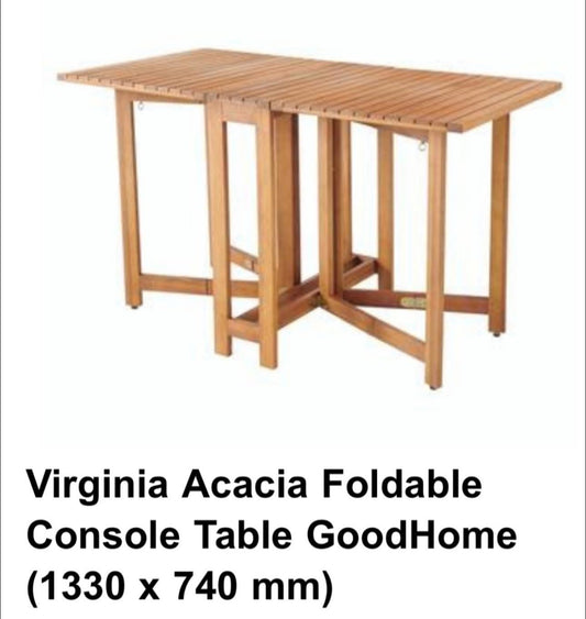 GoodHome Virginia Wooden Foldable 4 seater Extendable Rectangular Table