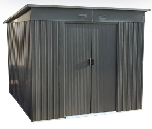 GoodHome Metal Monopent Shed W/Double Sliding Door (2.38 x 2.79 x 1.99 m)