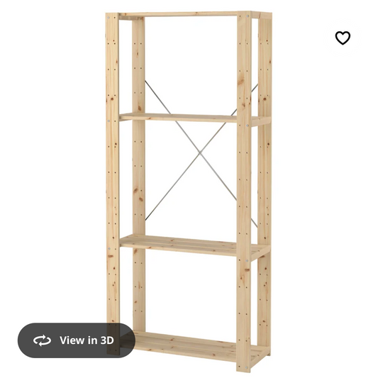 Wooden shelf in natural pine, 78x31x171 cm (small)