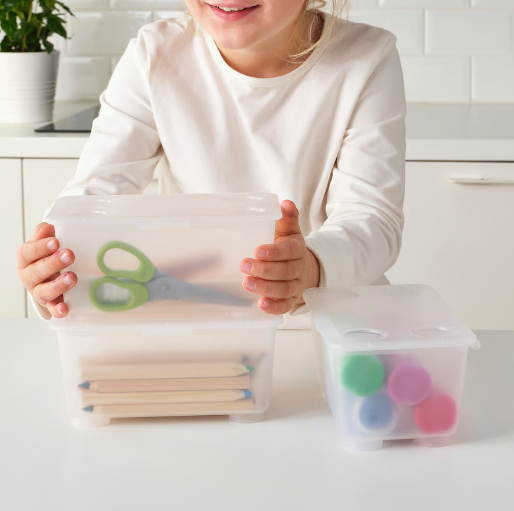 IKEA GLIS Box with lid, pink/turquoise, 17x10 cm (6 ¾x4 ")