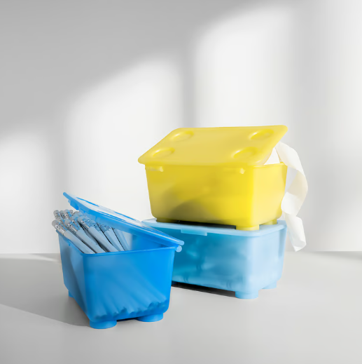 IKEA GLIS Box with lid, pink/turquoise, 17x10 cm (6 ¾x4 ")