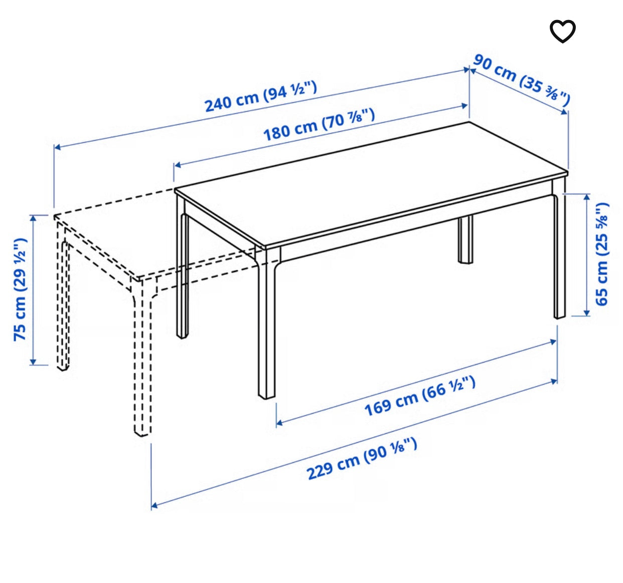 IKEA EKEDALEN Extendable table, Dark Brown oak, 180/240x90 cm