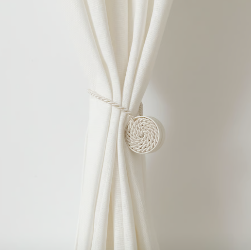 IKEA FÖNSTERBOMAL Magnetic curtain tie-back, beige/white