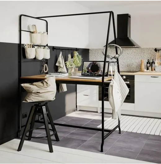 IKEA HÅVERUD Table with storage ladder, black