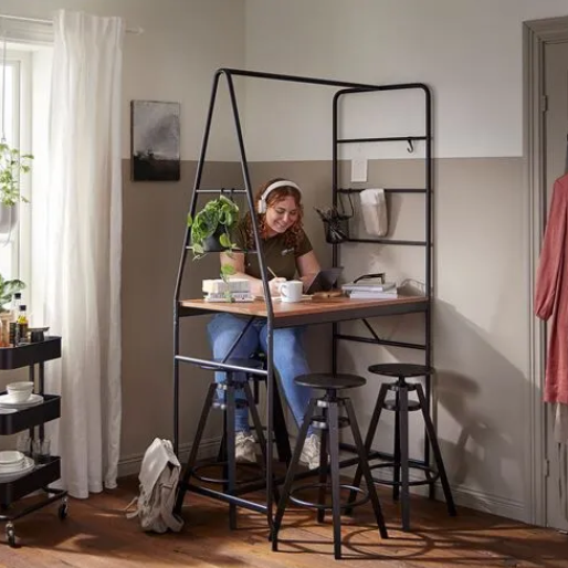 IKEA HÅVERUD Table with storage ladder, black