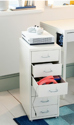 IKEA HELMER Drawer unit on casters, white, 28x69 cm (11x27 1/8 ")