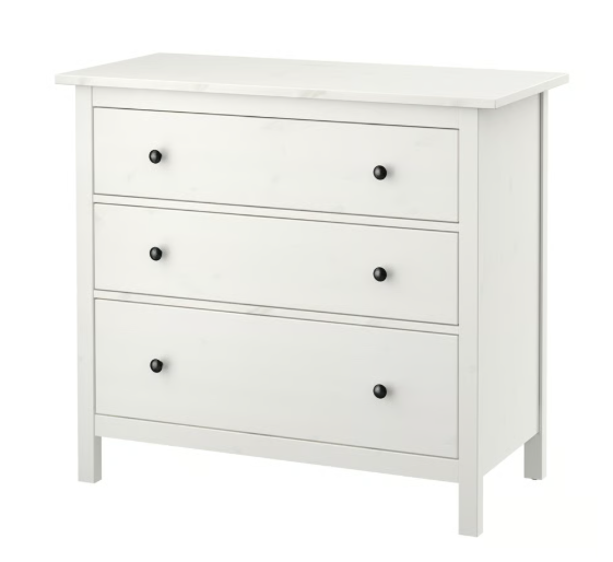 IKEA HEMNES Chest of 3 drawers, white stain, 108x96 cm