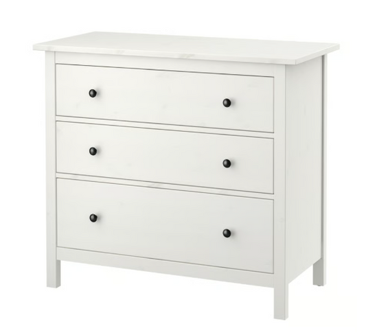 IKEA HEMNES Chest of 3 drawers, white stain, 108x96 cm
